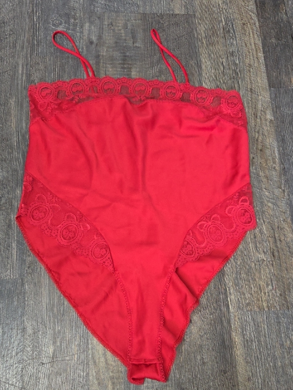 Vintage Red Lace Trim Bodysuit